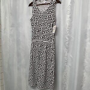LuLaRoe Black and White Maze Pattern Midi Dress-NWT